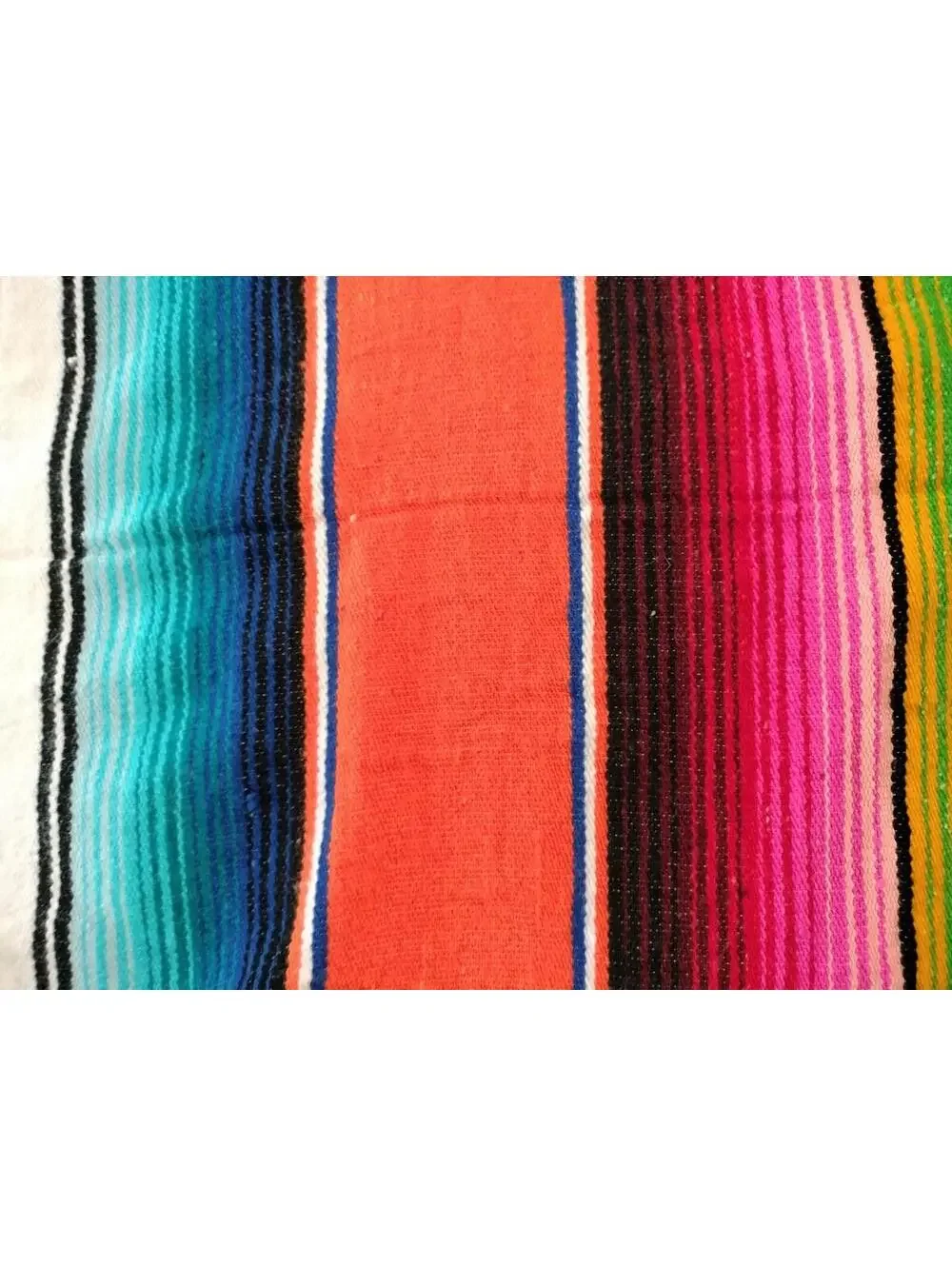 Artesanias FR‎ Mexican Serape Blanket 45x76 XL Multi-Color Striped Boho Acrylic